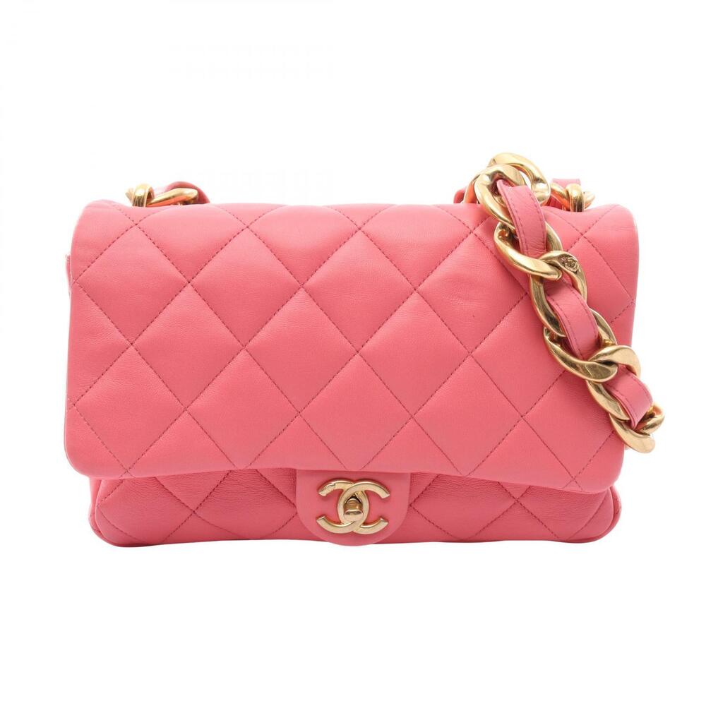 Chanel Flap Bag Matelasse Shoulder Lambskin Sheepskin Pink